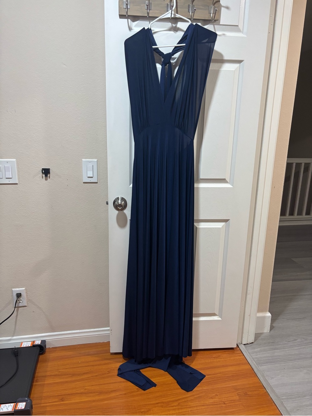 Aspeed Deep Navy Maxi Dress with Tie-Back Detail